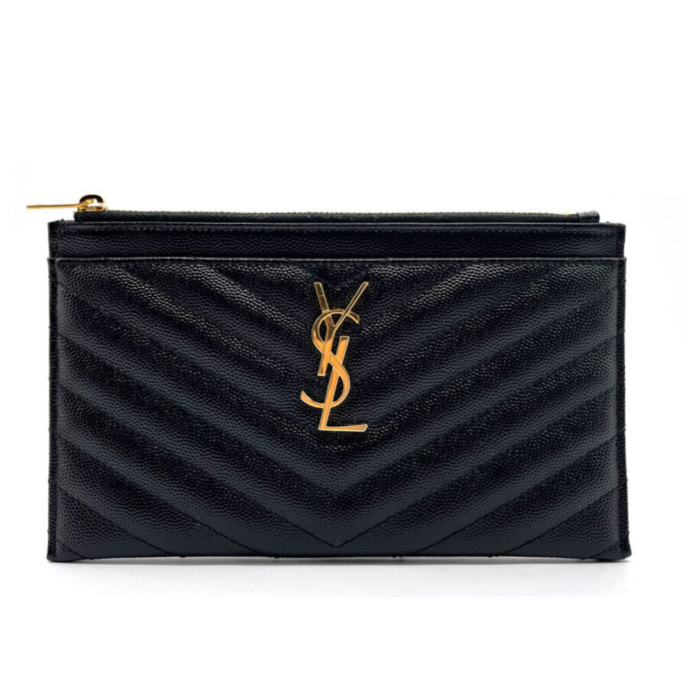 Saint Laurent Pouch Clutch Leather Black